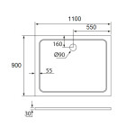 H K - Třístěnný sprchový kout Flexi U3 90x110x90 L/P varianta včetně sprchové vaničky z litého mramoru SE-FLEXIU39011090/THOR-11090