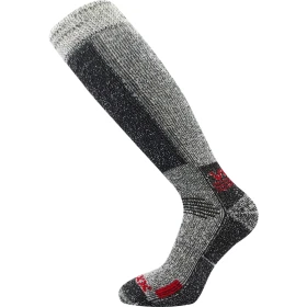 VOXX Podkolenky zimní thermo ORBIT z merino vlny ŠEDÉ MELÉ S ČERVENOU 35-38 124753