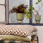 MADAM STOLTZ Bavlněná matrace Off white / Green / Burgundy 70 × 180 cm, krémová barva, textil