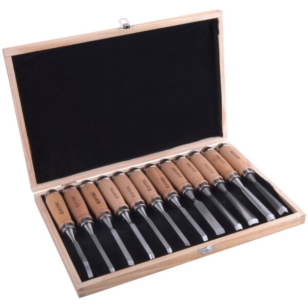 EXTOL PREMIUM 8812405 Dláta řezbářská, sada 12ks, délka 200mm