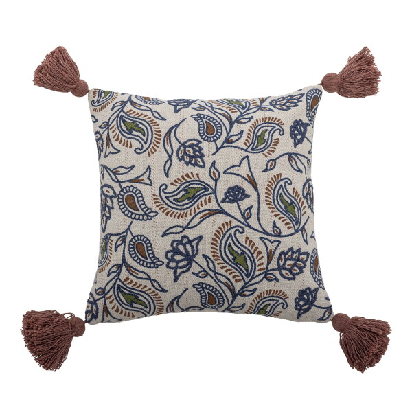 Bloomingville Polštář z recyklované bavlny Paisley 45 × 45 cm, modrá barva, textil