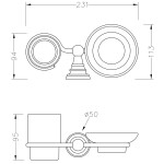 SAPHO - DIAMOND držák kartáčků s mýdlenkou, mléčné sklo, chrom 1317-04