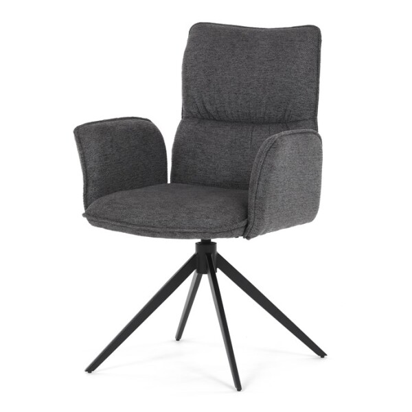 Židle jídelní, šedá látka, 360° vratný mechanismus, černý kov
