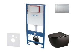 Kielle - Genesis Set předstěnové instalace, klozetu Gaia, sedátka softclose a tlačítka Gemini III, matný chrom 30505SS45