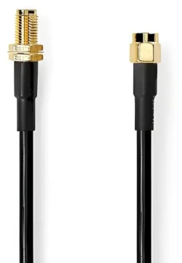 Nedis Anténní kabel SMA(M)-SMA(F) černá / Anténní kabel / Pozlacené / 50 Ohm / Dvojité stínění / 10 m (CSGB02400BK100)