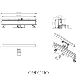 CERANO - Sprchový odtokový žlab ke stěně, sifon - nerez - DN40 - černá matná - 104 CER-476675