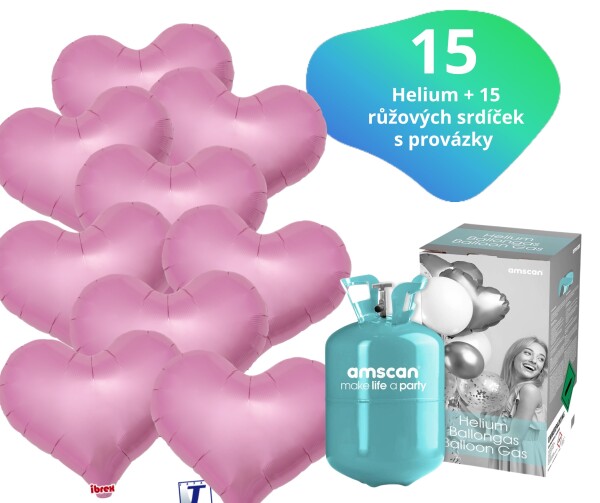Helium set - helium a balónky IBREX srdce růžové 15 ks - Balonky.cz Helium set - helium a balónky IBREX srdce růžové 15 ks - Balonky.cz