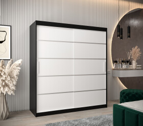 Šatní skříň Abi V1 Barva korpusu: Černá, Rozměry: 180 cm, Dveře: Bílá