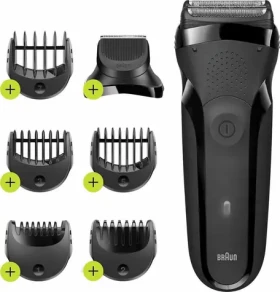 Braun Series 3 300BT černá / Holicí strojek / voděodolný / rychlé nabíjení / 6 nástavců (8700216735742)