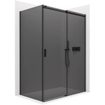 CERANO - Sprchový kout Santoro L/P - 8 mm - černá matná, grafitové sklo - 130x100x195 - posuvný CER-8050BD7301