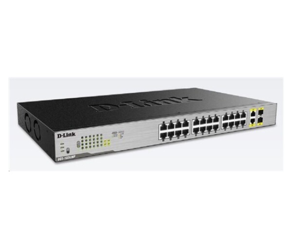 D-Link DGS-1026MP 26-Port Gigabit PoE Switch, 24x gigabit PoE RJ45, 2x gigabit RJ45/SFP, PoE budget 370W EDF_385234