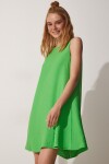 Štěstí İstanbul Dámské Vivid Green Letní tkané zvonové šaty