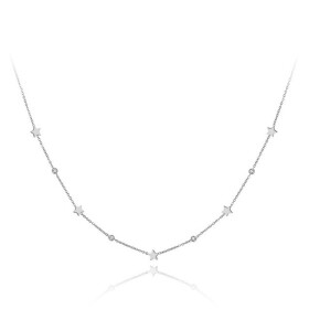 Ocelový náhrdelník se zirkony Susan - hvězdy, chirurgická ocel, Stříbrná 40 cm + 5 cm (prodloužení)