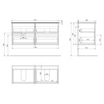 AQUALINE - PANEDA STRIP umyvadlová skříňka 119x55x45,2cm, dub emporio PN312