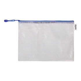 Djois obálka se zipem, A4, PVC síťovina, modrá, 8 ks