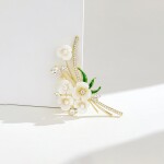 Luxusní perleťová brož se zirkony Anastacia - květina, Zlatá