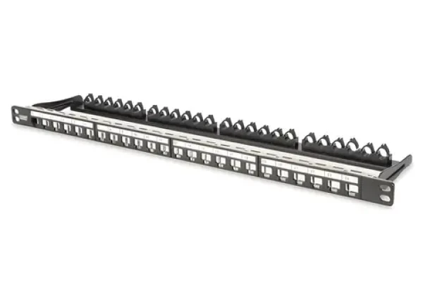 Digitus DN-91422 černá / Patch panel / 24 portů / 0,5U / stíněný / pro Keystone moduly / 19" (DN-91422)