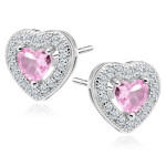 LUNICA Stříbrné náušnice RŮŽOVÉ SRDCE 0762 Ag 925; ≤2,1 g.