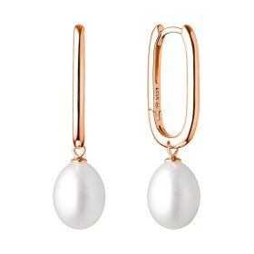Stříbrné pozlacené náušnice Shannon Gold, řiční perla stříbro 925/1000, Bílá
