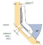 HETTICH 73932 Intermat závěs úhlový vložený 45°/95° TH vrut pružina (104536)