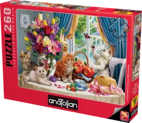 ANATOLIAN Puzzle Načechraná koťátka v obývacím pokoji