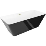 MEXEN/S - Velo Slim volně stojící vana 170 x 75, bílá/černá, sifon a přepad zlatá kartáčovaná 52811707575-55