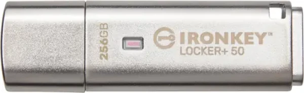 Kingston IronKey Locker+ 50 256GB stříbrná / Flash Disk / USB 3.2 Gen 1 - (USB-A 3.0) (IKLP50/256GB)