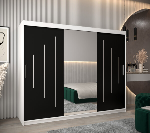 Šatní skříň Abi Y1 Barva korpusu: Bílá, Rozměry: 250 cm, Dveře: Černá