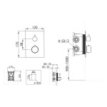 SAPHO - KIMURA podomítková sprchová termostatická baterie, box, 2 výstupy, chrom KU682