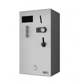 SANELA - Automaty Nástěnný mincovní automat pro 1-3 sprchy, interaktivní ovládání, antivandal, matný nerez SLZA 01LN