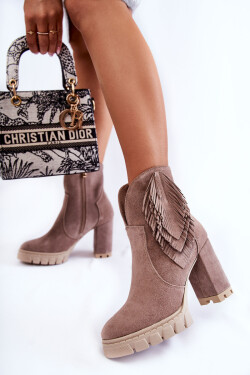 Semišové boty na platformě Lewski Shoes 3251 Cappucino 40