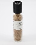 Nicolas Vahé Ochucená sůl Parmesan Tomato Basil 300 g, růžová barva, černá barva, čirá barva, sklo