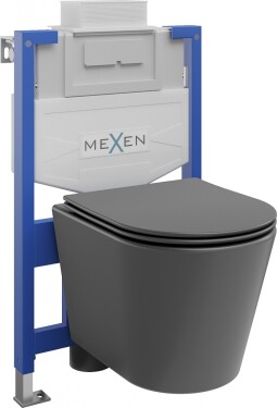 MEXEN/S - WC předstěnová instalační sada Fenix XS-U s mísou WC Rico + sedátko softclose, tmavě šedá mat 68530724071