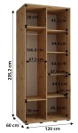 Šatní skříň Lanko 1 - hloubka 60 cm Barva korpusu: Bílá, Rozměry: 110 cm, Dveře: Dub-Artisan