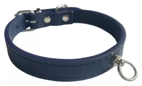 Huhubamboo Exclusive obojek modrý M / Obojek pro psy / 16 mm x 26-32 cm / Hovězí kůže (355502)