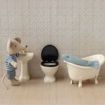 Maileg Toaleta pro myšky Maileg Off-White / Black, černá barva, kov