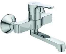 Ideal Standard Umyvadlová nástěnná baterie chrom / Umyvadlová baterie / Otočný výtok 130 mm / Keramická kartuše 35 mm (BC649AA)
