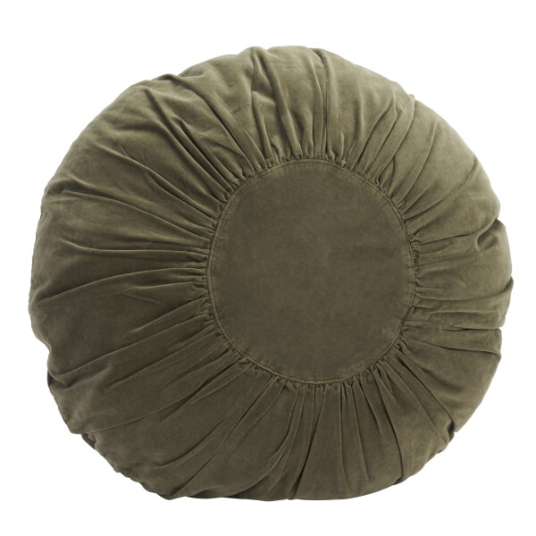 MADAM STOLTZ Kulatý sametový polštář Green Ø 55 cm, zelená barva, textil