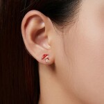 Stříbrné náušnice Podzimní romance, muchomůrka, stříbro 925/1000, Zlatá