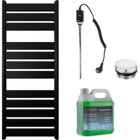 CERANO Koupelnový elektrický radiátorový set Arturo - 600W - černá matná - 1200x500 mm