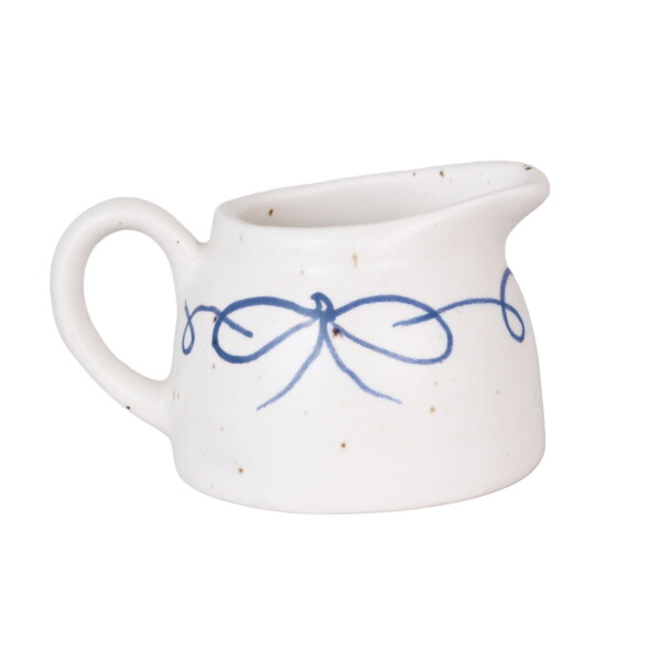 Strömshaga Kameninový džbánek na mléko Viola Bow Blue, bílá barva, keramika