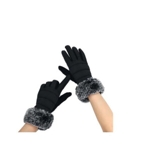 Dámské kožešinové rukavice Be Snazzy RS-006 černá 21 cm