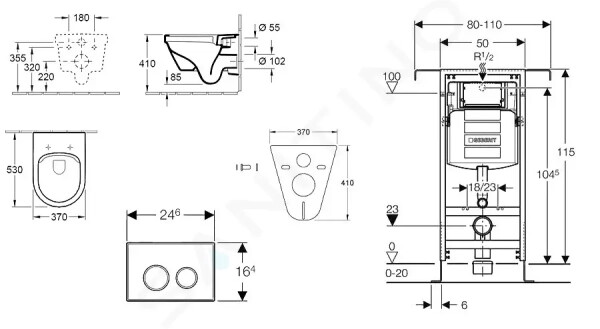 GEBERIT - Duofix Set předstěnové instalace, klozetu a sedátka Villeroy & Boch, tlačítka Sigma01, DirectFlush, SoftClose, CeramicPlus, alpská bílá 111.355.00.5 NB1