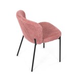 Židle jídelní, růžová látka, černé kovové nohy.