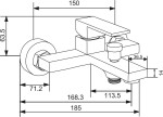 MEXEN - Nástěnná vanová baterie Uno, chrom 71430-00