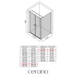 CERANO - Sprchový kout Antelo L - L/P - 6 mm - černá matná, transparentní sklo - 140x40 - otočný CER-666391