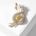 Exkluzivní perlová brož Swarovski Elements Rachel, Žlutá