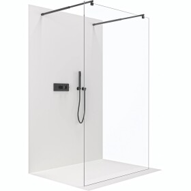 CERANO Sprchová zástěna Walk-in Onyx Duo L/P - 8 mm - kulatá vzpěra - černá matná, transparentní sklo - 130x200 cm