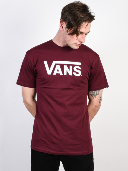 Vans CLASSIC BURGUNDY/WHITE pánské tričko krátkým rukávem XL