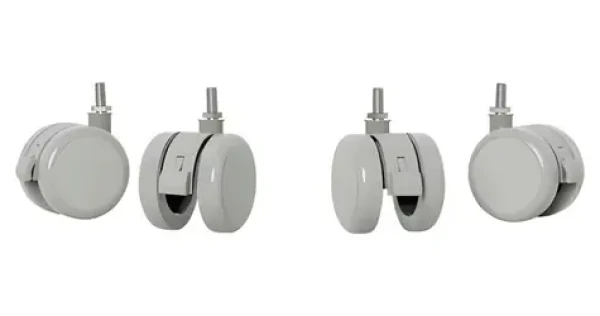 Leitz kolečka pro elektrický stůl Ergo šedá / Kolečka ke stolu / průměr 40 mm / šroub M8 / 4 ks/bal (53740085)